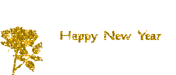 Złoty napis z różyczkami Happy New Year